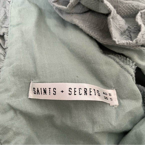 Saint + Secrets Green Ruffled Mini Dress Size Small - Picture 4 of 4